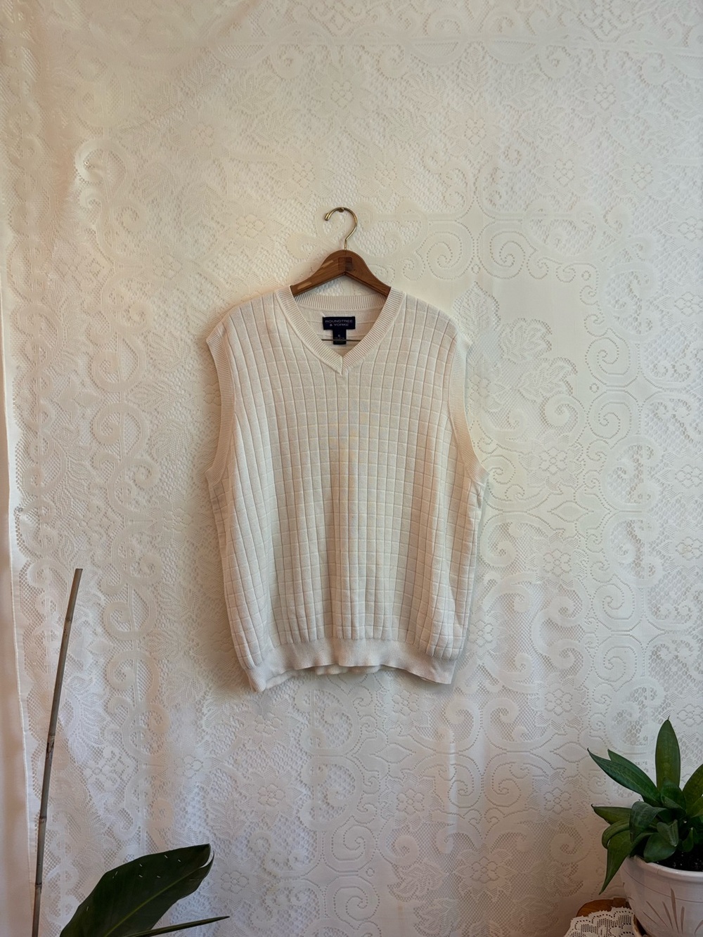 Cream V-Neck Sweater Vest